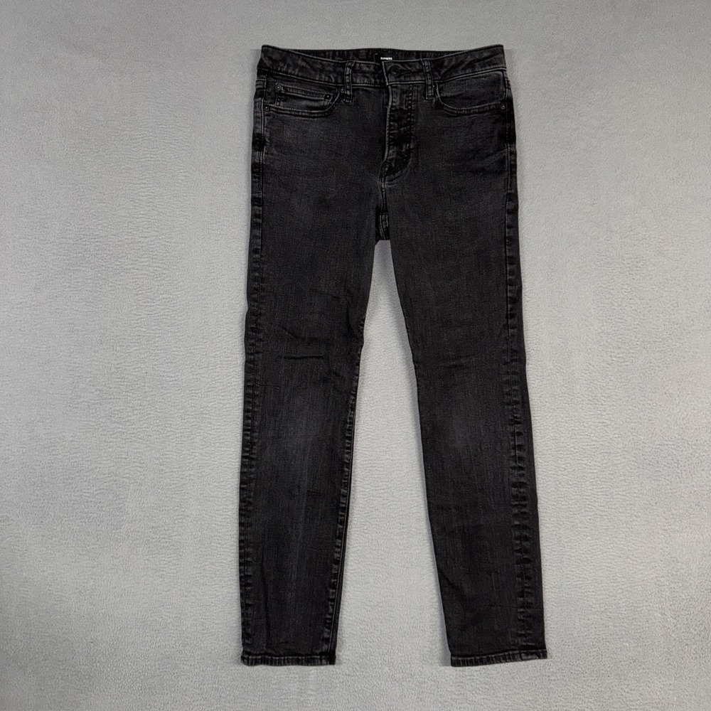 Express Jeans Mens 30x30 (Fits 30x28) Black Slim Straight Stretch Denim Cotton